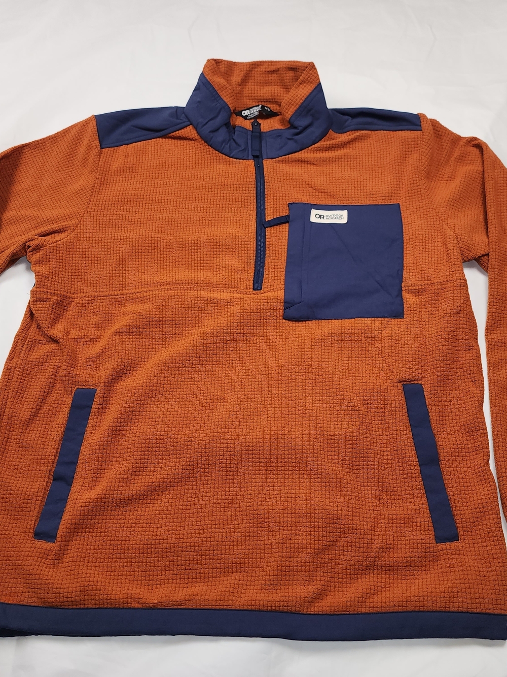 Outdoor Research Men’s Trail Mix 1/4-Zip Fleece Pullover Sweater Orange/Navy MD